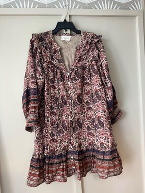 Cleobella Paisley Reign Mini Dress in Burgundy and Navy